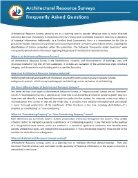 Architectural Resource Surveys Frequently Asked Questions