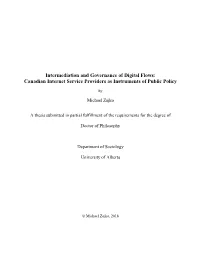 Canadian Internet Service Providers As Instruments of Public Policy