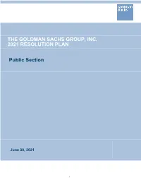 GS 2021 Targeted Resolution Plan Public Summary
