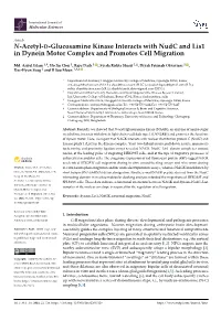 N-Acetyl-D-Glucosamine Kinase Interacts with Nudc and Lis1 in Dynein Motor Complex and Promotes Cell Migration