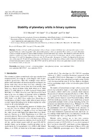 Stability of Planetary Orbits in Binary Systems