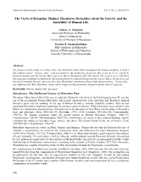 The Views of Byzantine Thinker Theodoros Metochites About the Sorrow, and the Instability of Human Life