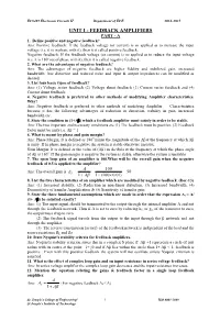 Unit I - Feedback Amplifiers Part - a 1