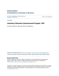 University of Montana Commencement Program, 1999