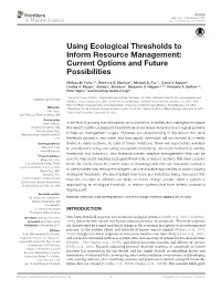 Using Ecological Thresholds to Inform Resource Management: Current Options and Future Possibilities