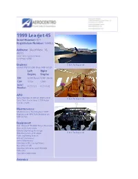 1999 Learjet 45 Serial Number: 021 Registration Number: N440JJ