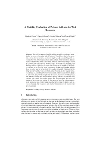 A Usability Evaluation of Privacy Add-Ons for Web Browsers