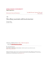 Hereditary Materials with Local Structure Tsu-Jiunn Peng Iowa State University
