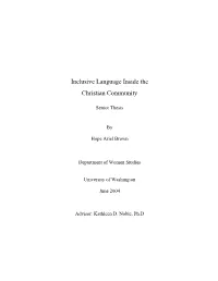Inclusive Language Inside the Christian Community