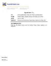 Receive and File Monthly Project Status Update As of May 2021