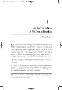 An Introduction to Mcdonaldization