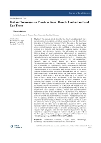 Italian Phrasemes As Constructions: How to Understand and Use Them