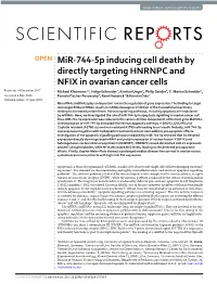 Mir-744-5P Inducing Cell Death by Directly Targeting HNRNPC