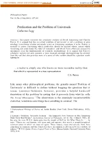Predication and the Problem of Universals Catherine Legg