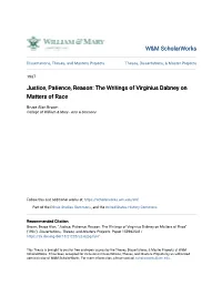 The Writings of Virginius Dabney on Matters of Race