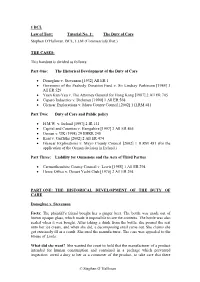 1 BCL Law of Tort: Tutorial No