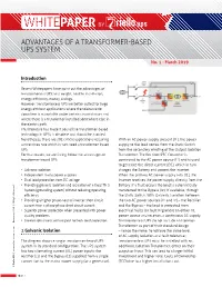 Advantages of a Transformer-Based UPS White Paper.Indd