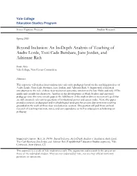 Beyond Inclusion: an In-Depth Analysis of Teaching of Audre Lorde, Toni Cade Bambara, June Jordan, and Adrienne Rich