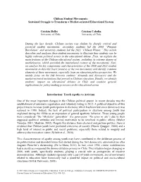 Chilean Student Movements: Sustained Struggle to Transform a Market-Oriented Educational System