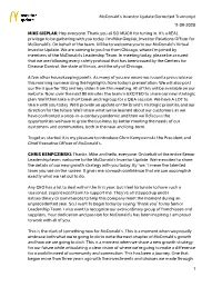 Mcdonald's Investor Update Corrected Transcript 11-09-2020 1