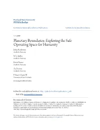 Planetary Boundaries: Exploring the Safe Operating Space for Humanity Johan Rockström Stockholm University