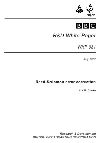 Reed-Solomon Error Correction