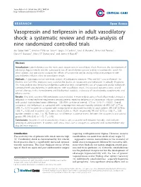 Vasopressin and Terlipressin in Adult Vasodilatory Shock: a Systematic Review and Meta-Analysis of Nine Randomized Controlled Tr