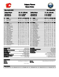 Calgary Flames Game Notes