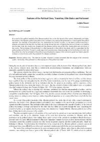 Features of the Political Class, Transition, Elite Status and Parliament