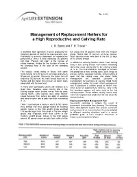 Management of Replacement Heifers for a High Reproductive and Calving Rate