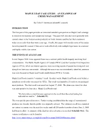 Maple Leaf Case Study: an Example of Crisis Management