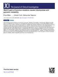 Med12 Gain-Of-Function Mutation Causes Leiomyomas and Genomic Instability