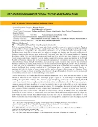 Project/Programme Proposal to the Adaptation Fund