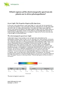 Which Regions of the Electromagnetic Spectrum Do Plants Use to Drive Photosynthesis?