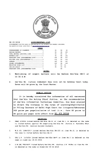 NOTES 1. Mentioning of Urgent Matters Will Be Before Hon'ble DB-I at 10.30 A.M