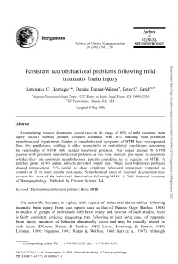Persistent Neurobehavioral Problems Following Mild Traumatic Brain Injury