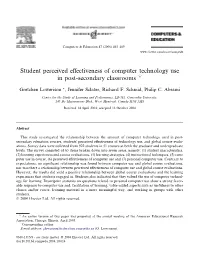 Student Perceived Effectiveness of Computer Technology Use in Post