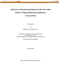 Analysis of Drilling Fluid Rheology and Tool Joint