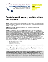 Capital Asset Inventory and Condition Assessment
