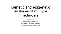 Genetic and Epigenetic Analyses of Multiple Sclerosis