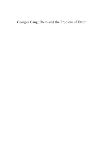 Georges Canguilhem and the Problem of Error