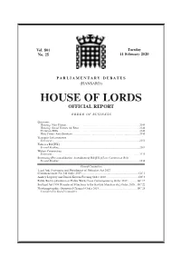 House of Lords Official Report
