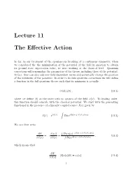 Lecture 11 the Effective Action
