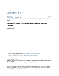 Participation by the Public in the Federal Judicial Selection Process