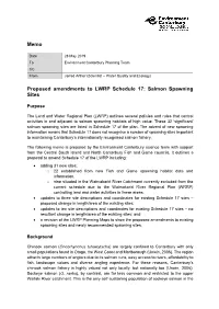 Proposed Amendments to LWRP Schedule 17: Salmon Spawning Sites
