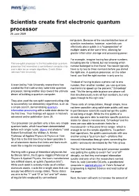 Scientists Create First Electronic Quantum Processor 28 June 2009