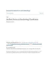 Six Basic Factors in Handwriting Classification Theodora Leh