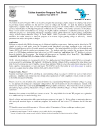 Tuition Incentive Program Fact Sheet Academic Year 2010-11