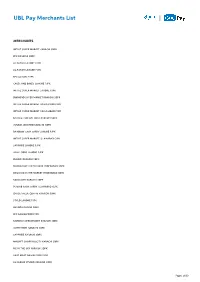 UBL Pay Merchants List