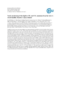 Yearly Monitoring of the Fugitive CH4 and CO2 Emissions from the Arico's